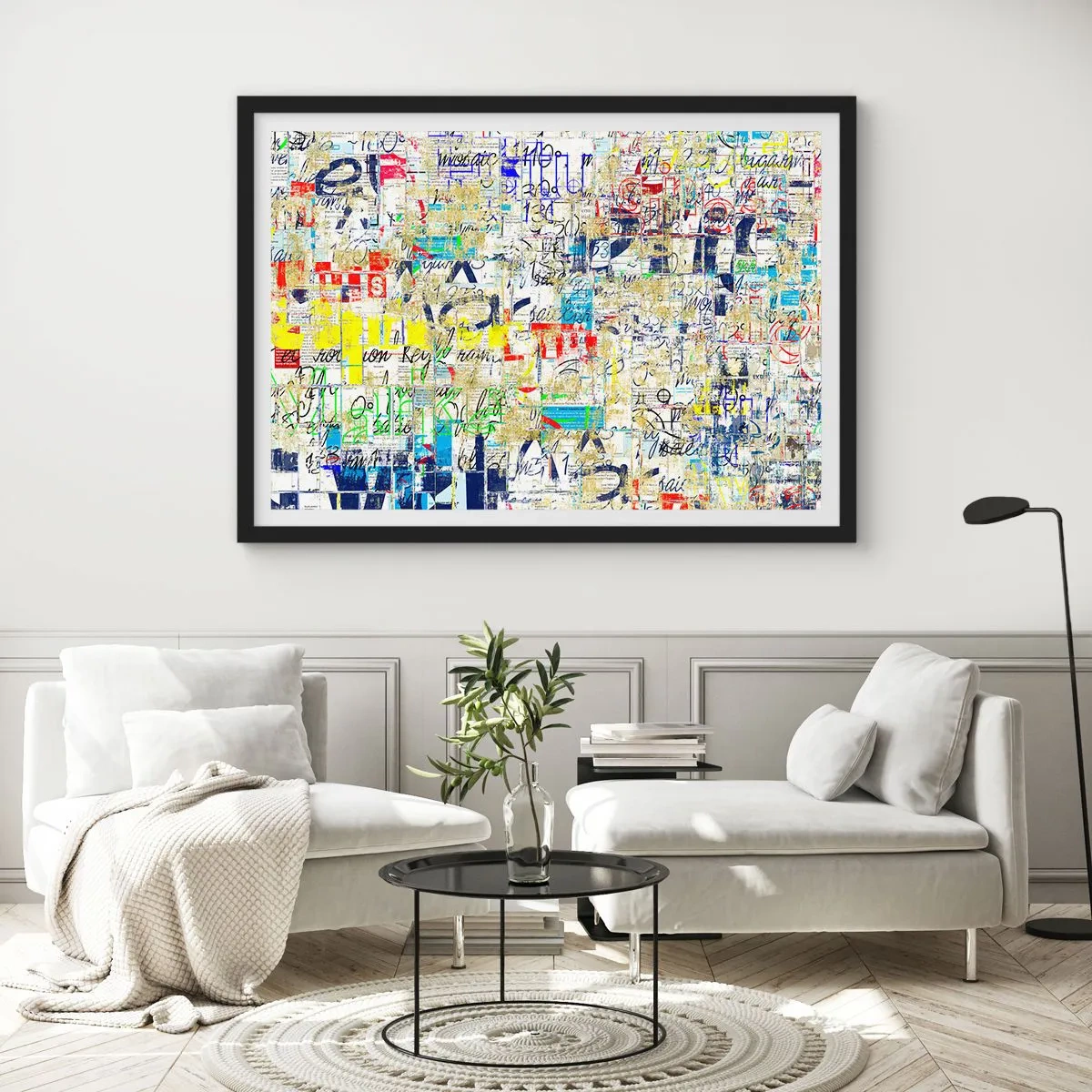 Affisch i svart ram - Helt enkelt gläder ögonen - 100x70 cm