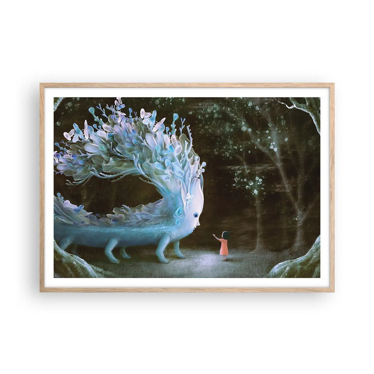 Affisch i ram av ljusek - Fantastiskt möte - 100x70 cm