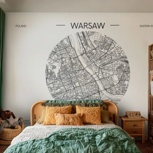 Självhäftande Fototapet Deluxe Sticker - Warszawas anatomi - Karta, Warszawa, Polen - 150x105 cm