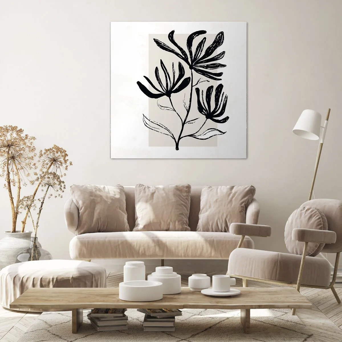 Canvastavla - Bild på duk - Skiss för ett herbarium - 60x60 cm