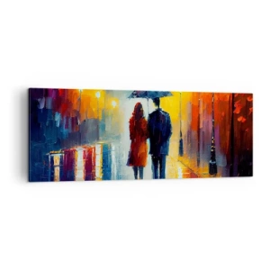 Canvastavla - Bild på duk - Tillsammans - en färgglad natt - 140x50 cm