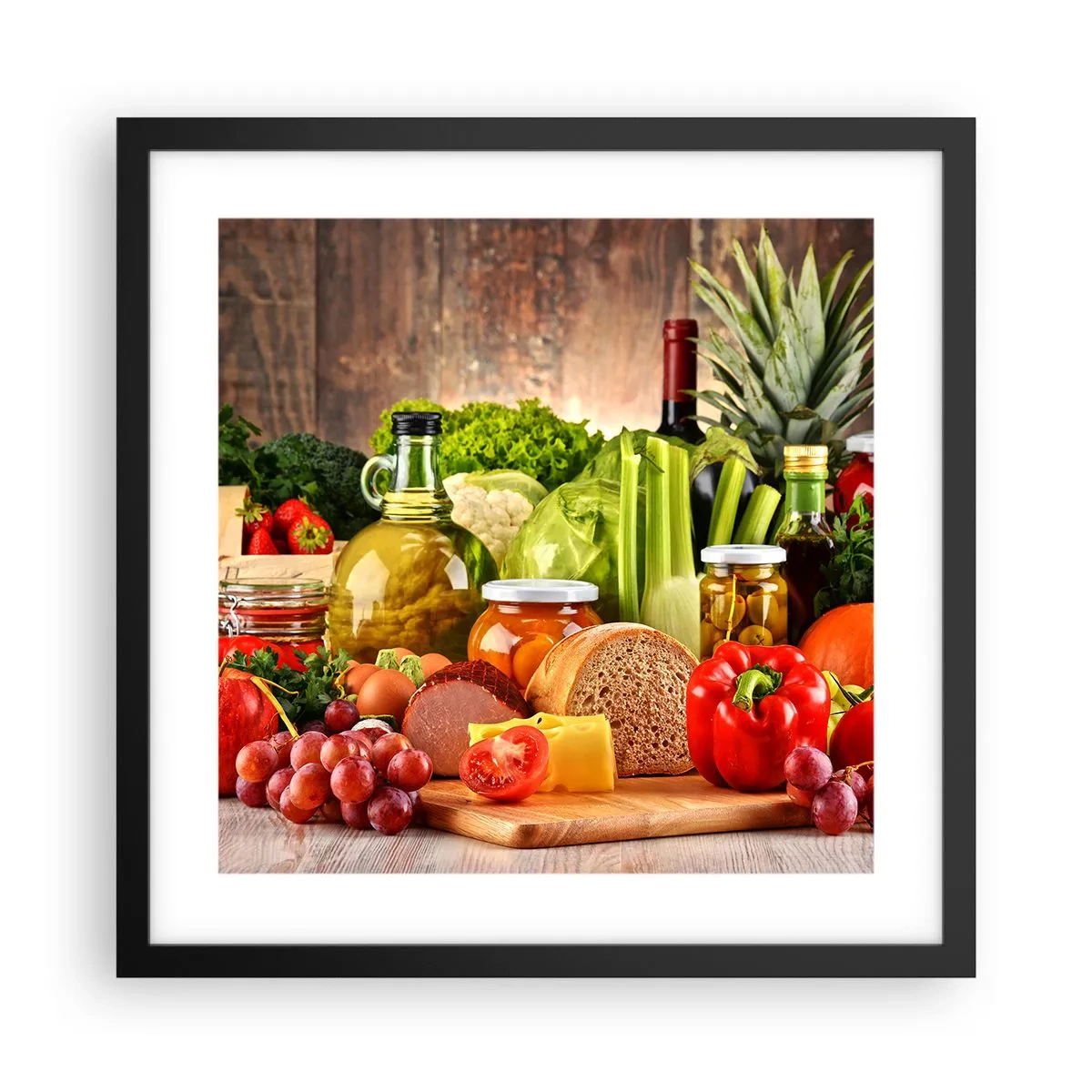 Affisch i svart ram - Rökt, ugnstekt, marinerad - 40x40 cm