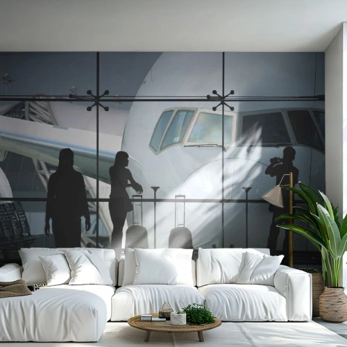 Fototapet Standard Eco - Vis a vis på flygplatsen - Plan, Flygplats, Resor - 200x140 cm