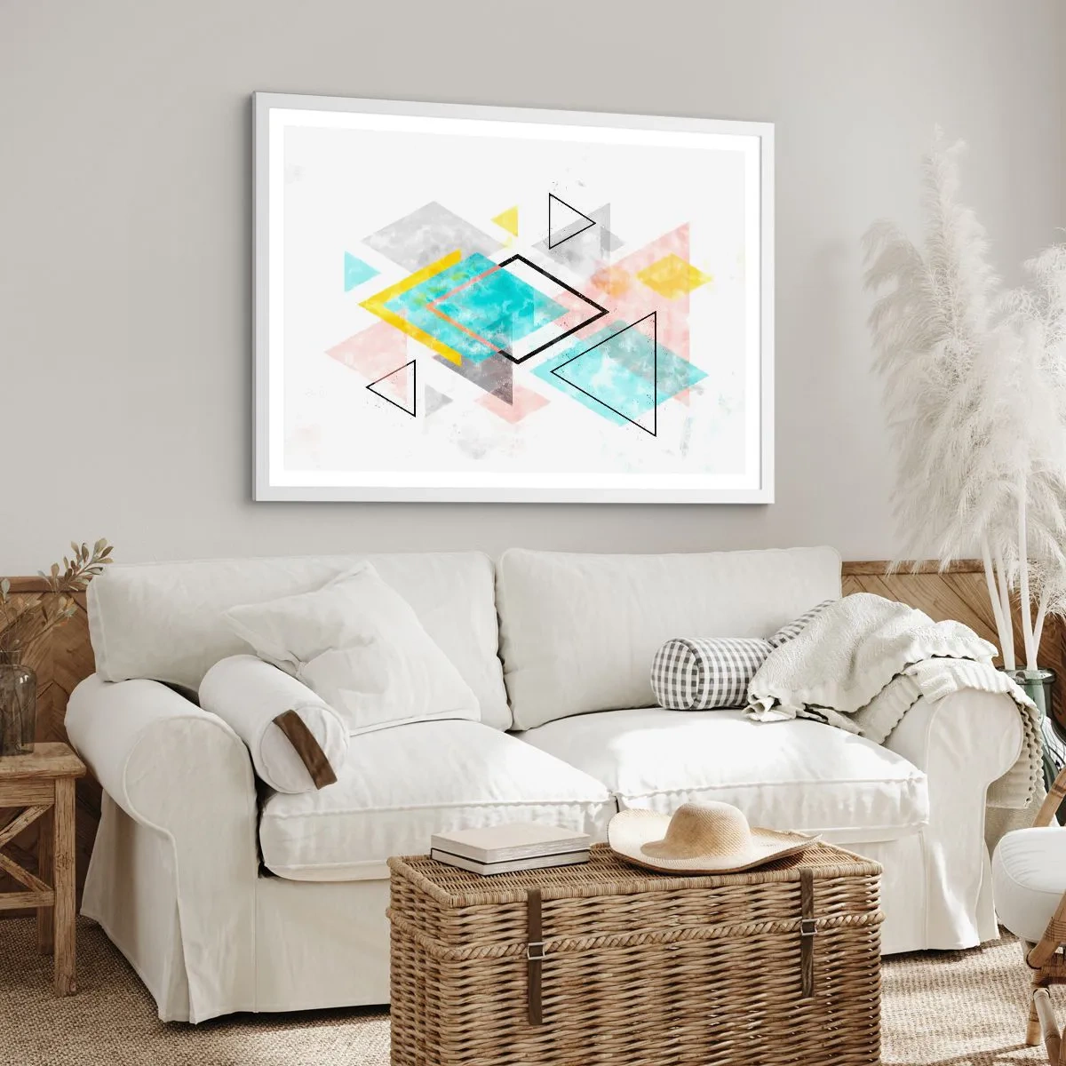 Affisch i vit ram - Geometriskt spel - 70x50 cm
