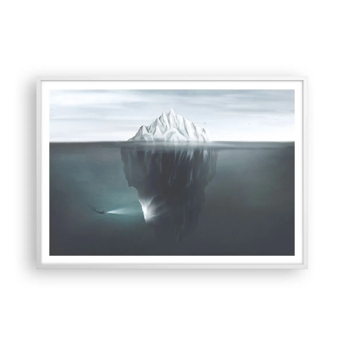 Affisch i vit ram - Undervattensmysterium - 100x70 cm