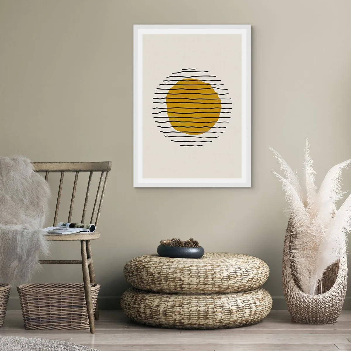 Affisch i vit ram - Abstraktion som darrar av glöd - 70x100 cm