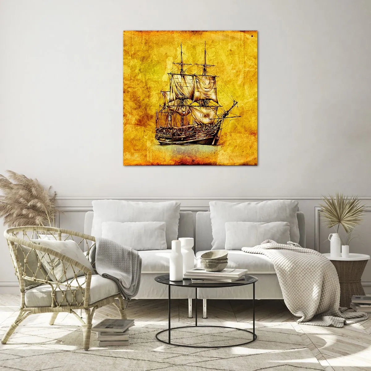 Glastavla - Bild på glas - Mot Tortuga! - 30x30 cm