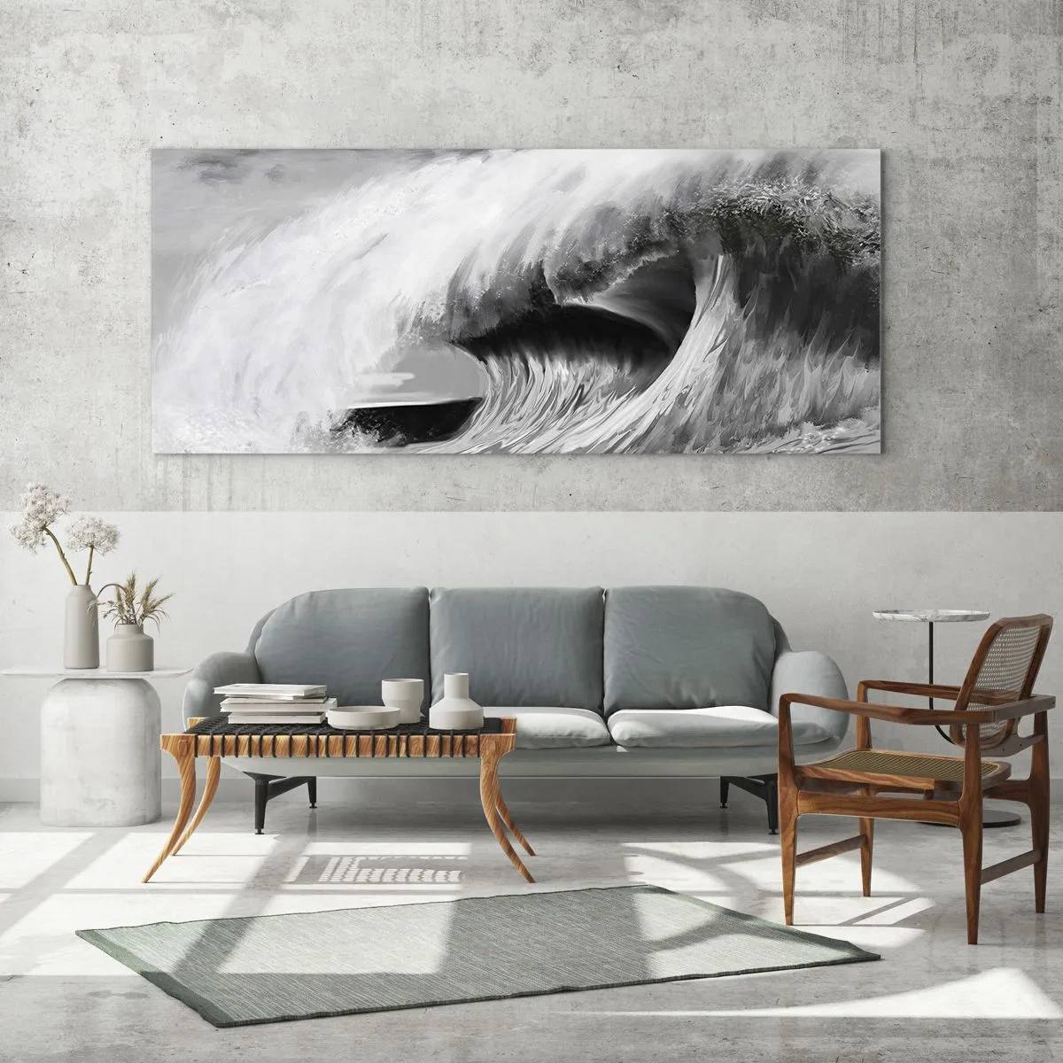 Glastavla - Bild på glas - Havets ilska - 100x40 cm