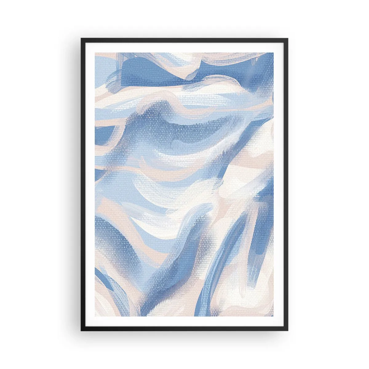 Affisch i svart ram - Blå krusningar - 70x100 cm