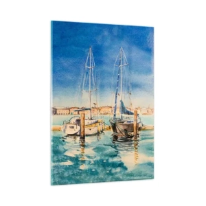 Glastavla - Bild på glas - Solig lagun - 50x70 cm