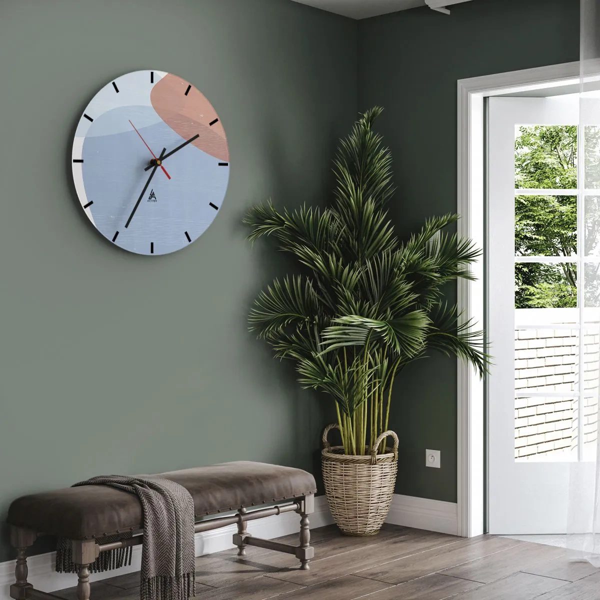 Väggklocka - Klocka på glas - Pastellfärgade relationer - 30x30 cm