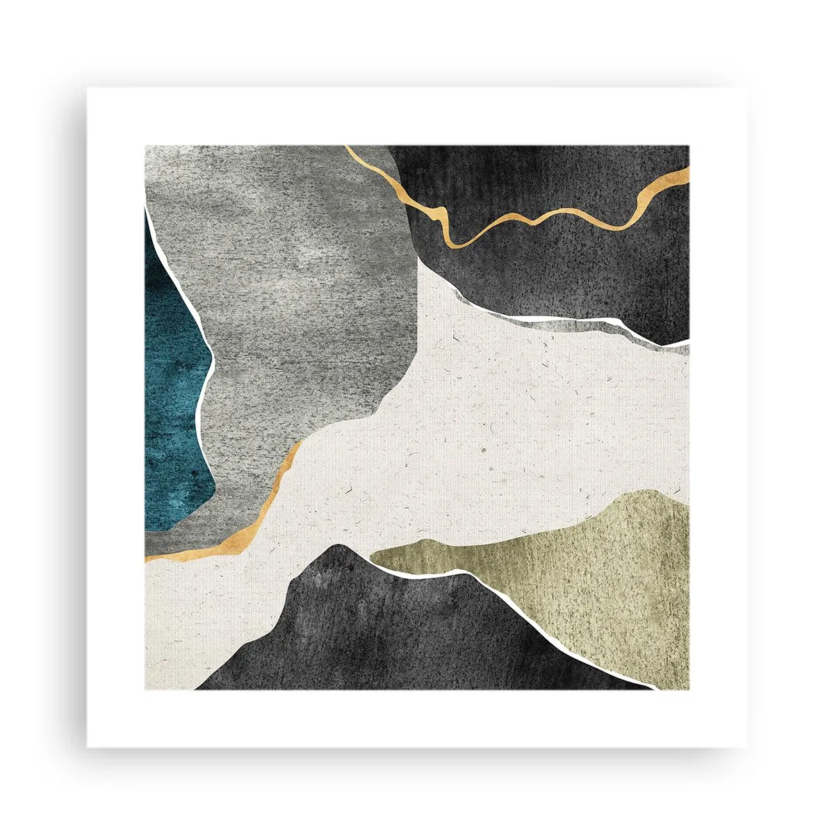 Affisch - Mosaikkomposition med en guldtråd - 40x40 cm