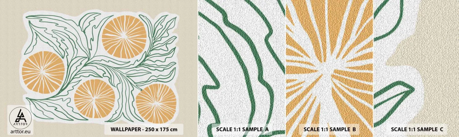 Provbit av självhäftande fototapet Deluxe Sticker - Etniskt med en touch av abstraktion - Boho, Citron, Minimalism - 100x30 cm