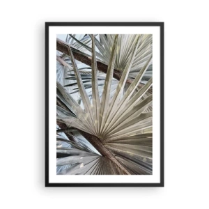 Affisch i svart ram - Närbild av palmblad i pastellfärger - 50x70cm - Solfjädrarna i tropikerna - Modern väggdekoration för vardagsrum och sovrum ARTTOR