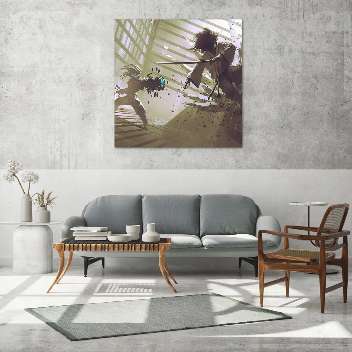 Glastavla - Bild på glas - Du kan också bli samuraj - 70x70 cm