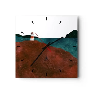 Väggklocka - Klocka på glas - Med blicken riktad mot havet - 30x30 cm