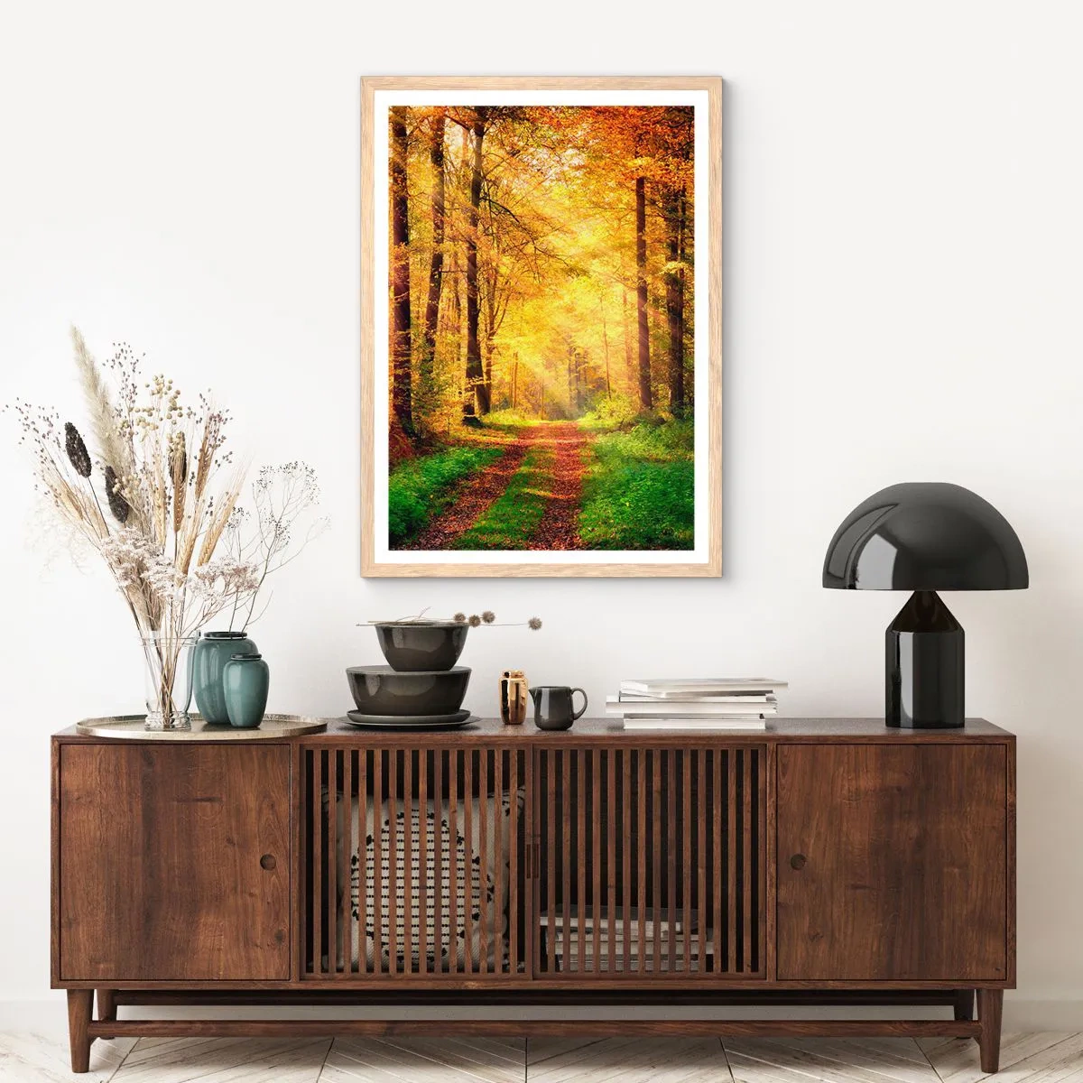 Affisch i ram av ljusek - Skogsguld tystnad - 61x91 cm