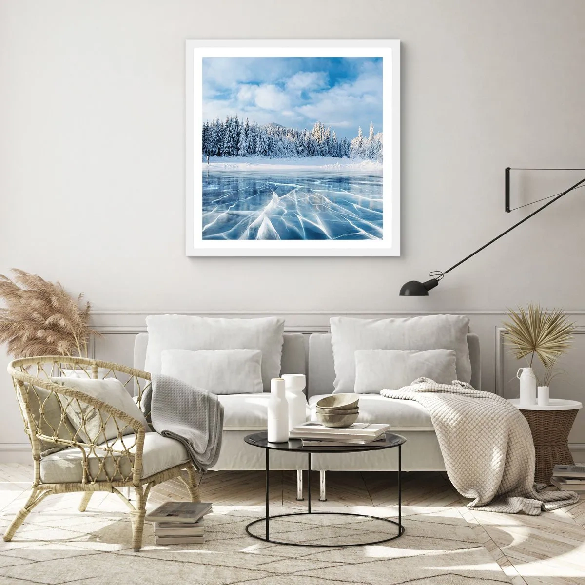 Affisch i vit ram - Bedårande och kristallisk vy - 60x60 cm