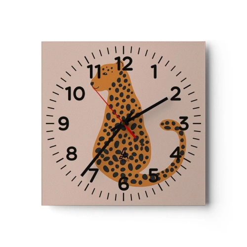 Väggklocka - Klocka på glas - Pantermönster är inne - 30x30 cm