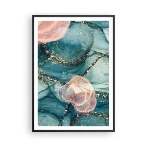 Affisch i svart ram - Sidenblå, tyllrosa - 70x100 cm