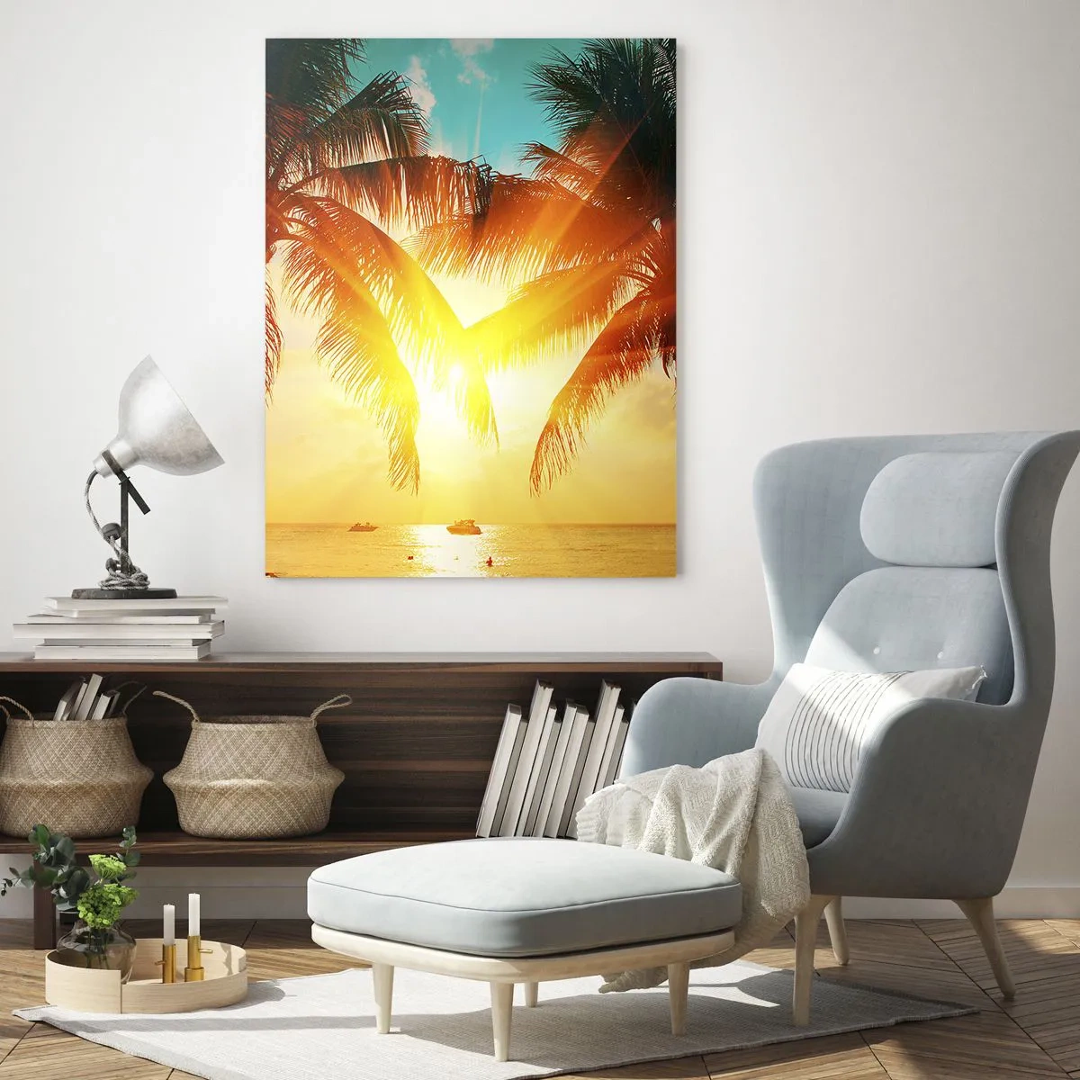 Glastavla - Bild på glas - Exotisk par - 70x100 cm