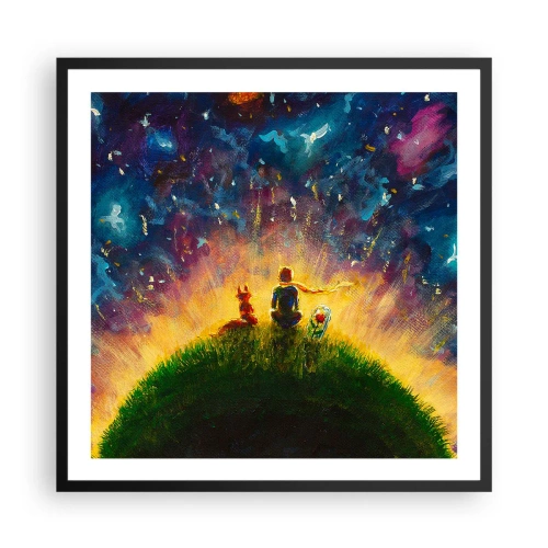 Affisch i svart ram - Kärlek och vänskap - hela världen - 60x60 cm