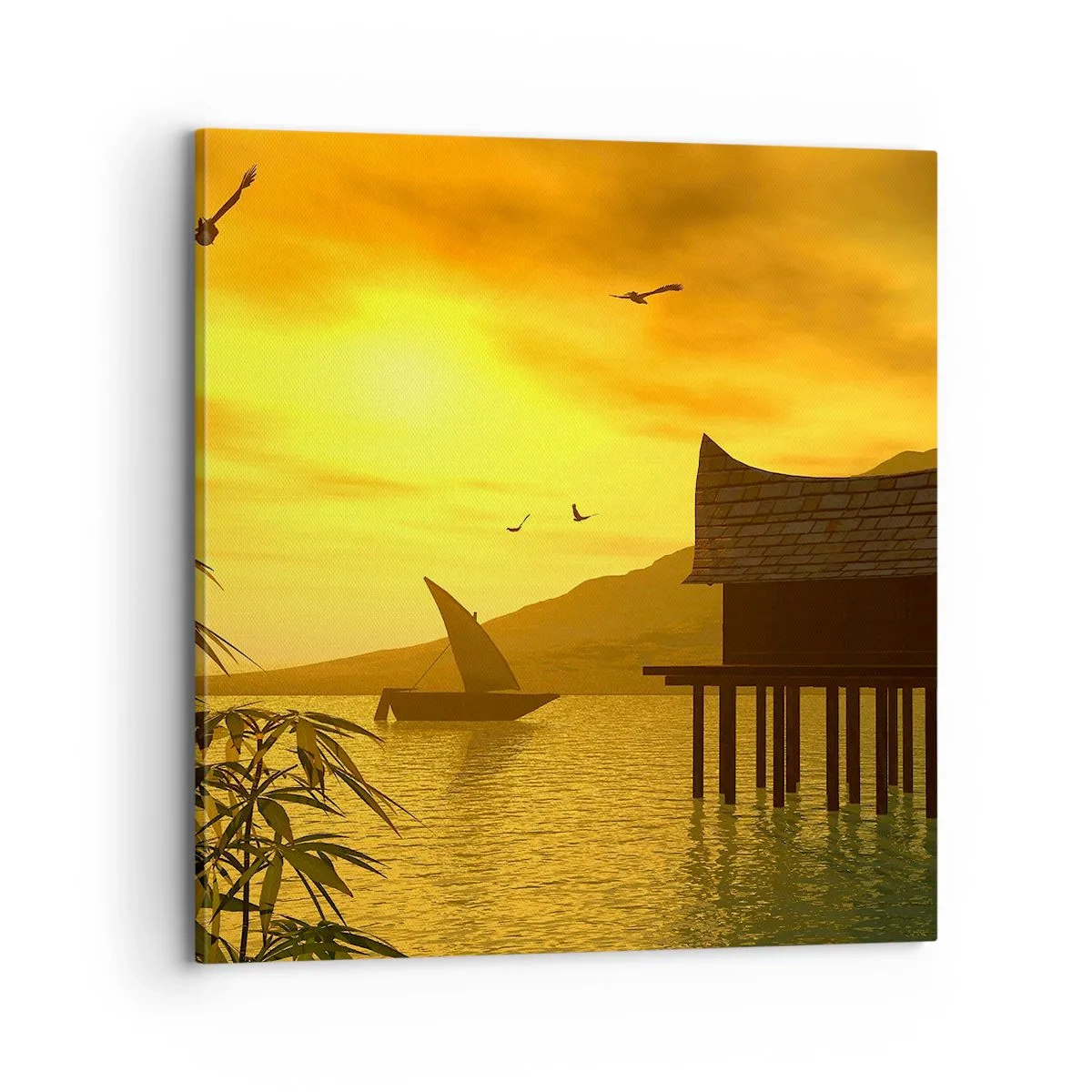 Canvastavla - Bild på duk - Efterlängtad ro - 70x70 cm