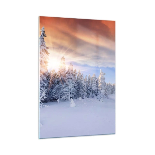 Glastavla - Bild på glas - Naturens snöiga spel - 50x70 cm