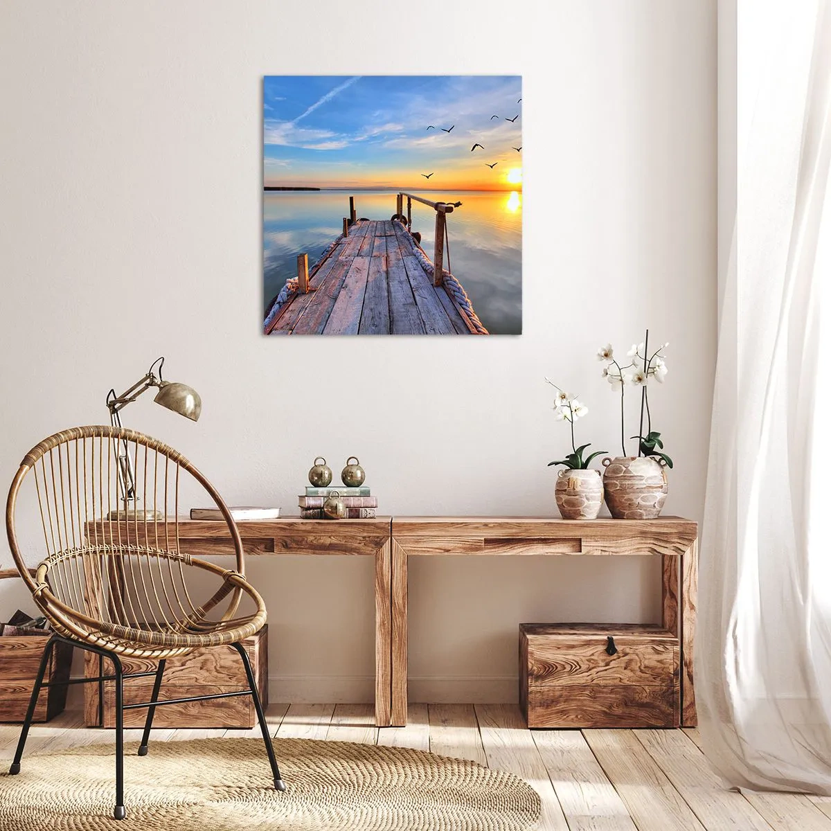 Canvastavla - Bild på duk - Gå mot solen - 50x50 cm