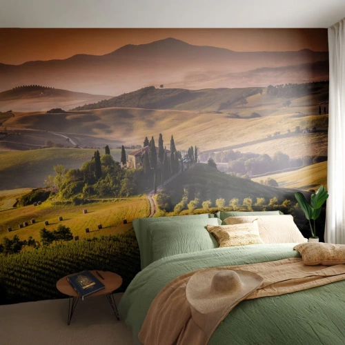 Fototapet Premium Canvas - Arkadia - toskanskt landskap - Landskap, Toscana, Vingårdar - 300x210 cm