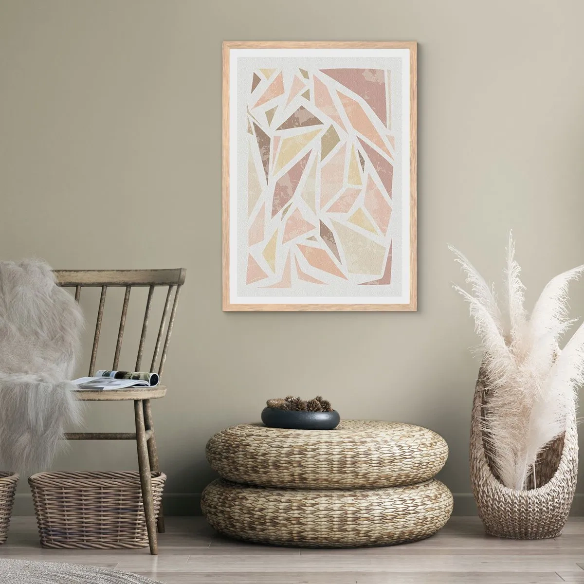 Affisch i ram av ljusek - Komposition av färgat glas - 70x100 cm