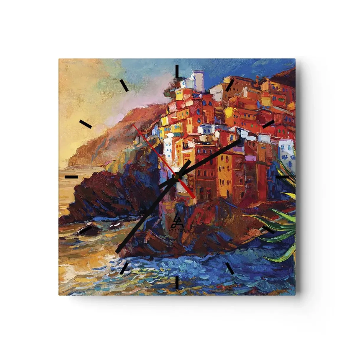 Väggklocka - Klocka på glas - Italiensk stämning - 30x30 cm