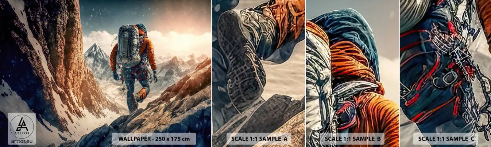 Fototapet Prov Standard Eco - Ensam krigare - Alperna, Klättrande, Berg - 100x30 cm