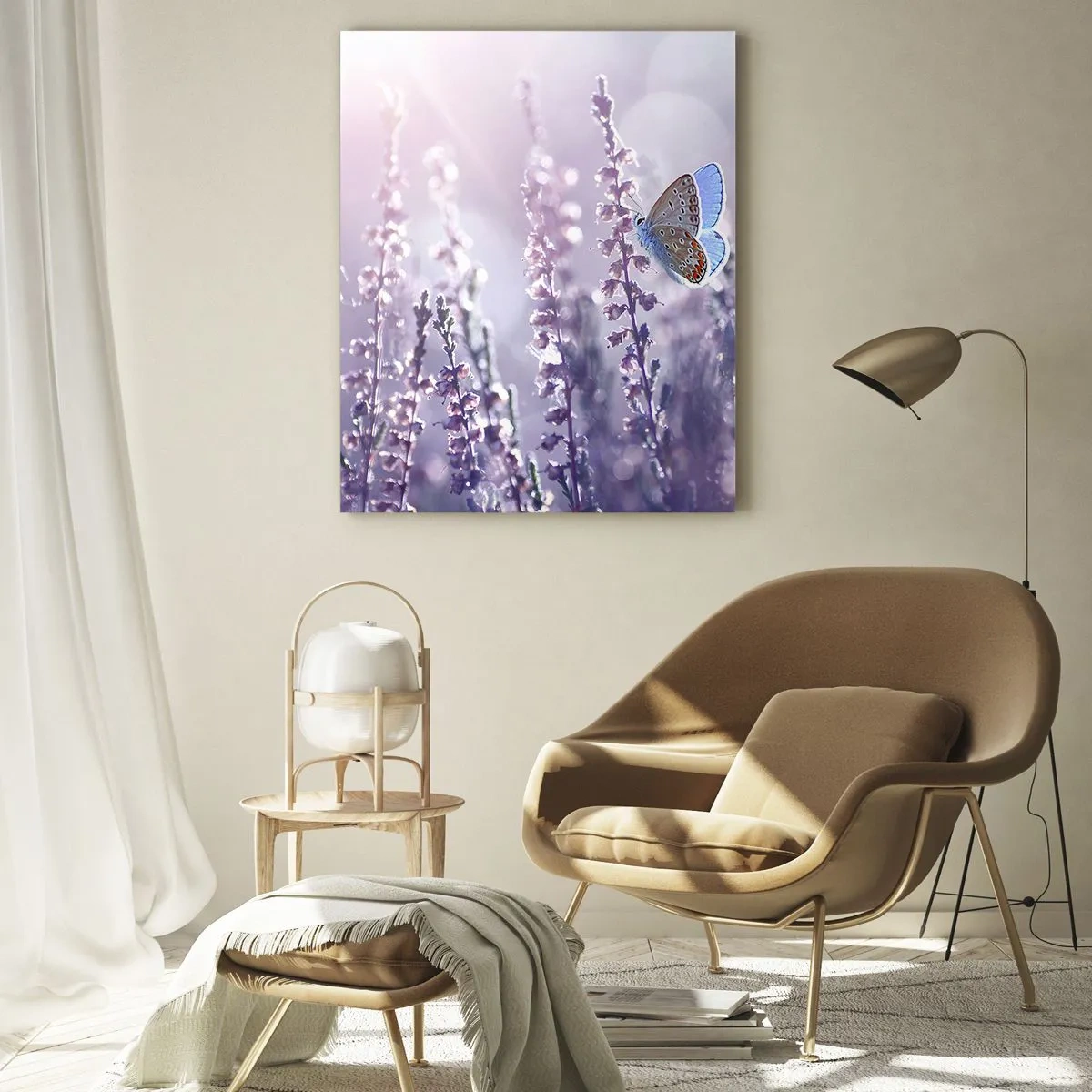 Glastavla - Bild på glas - En fjärils kyss - 50x70 cm