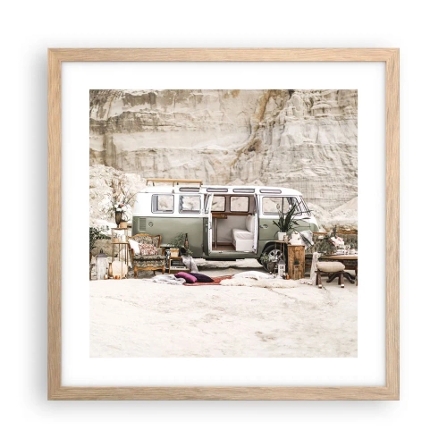 Affisch i ram av ljusek - Dags att börja resan - 40x40 cm