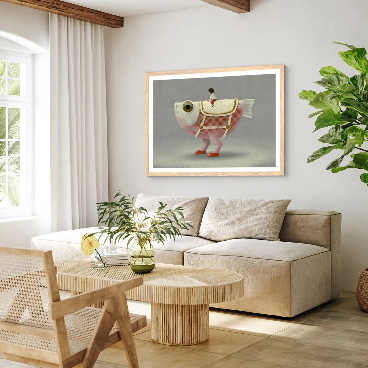 Affisch i ram av ljusek - Fiskryttare - 91x61 cm
