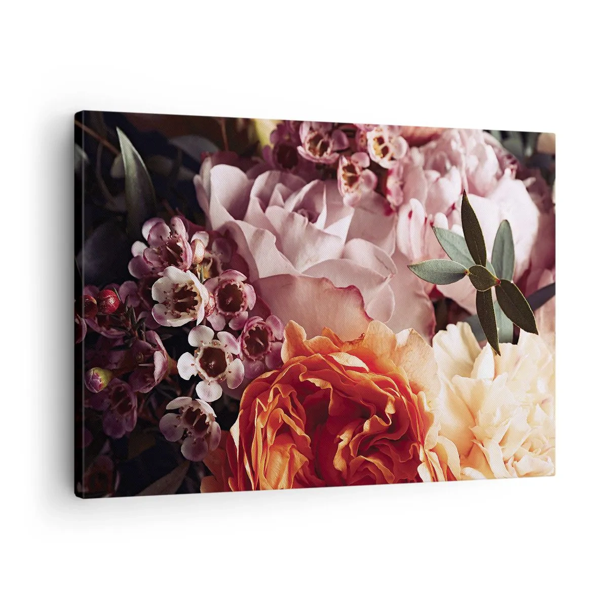 Canvastavla - Bild på duk - En närbild av en färgglad blomkomposition - 70x50cm - Omgärdade av skönhet - Modern väggdekoration för vardagsrum och sovrum ARTTOR