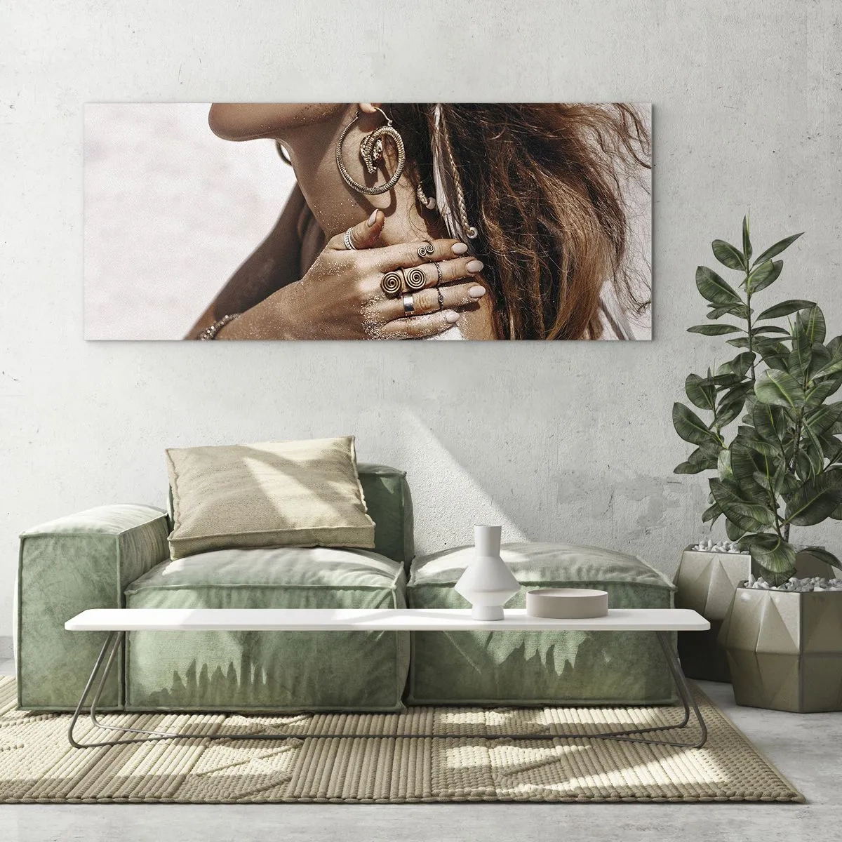 Glastavla - Bild på glas - Vilda strandens drottning - 120x50 cm
