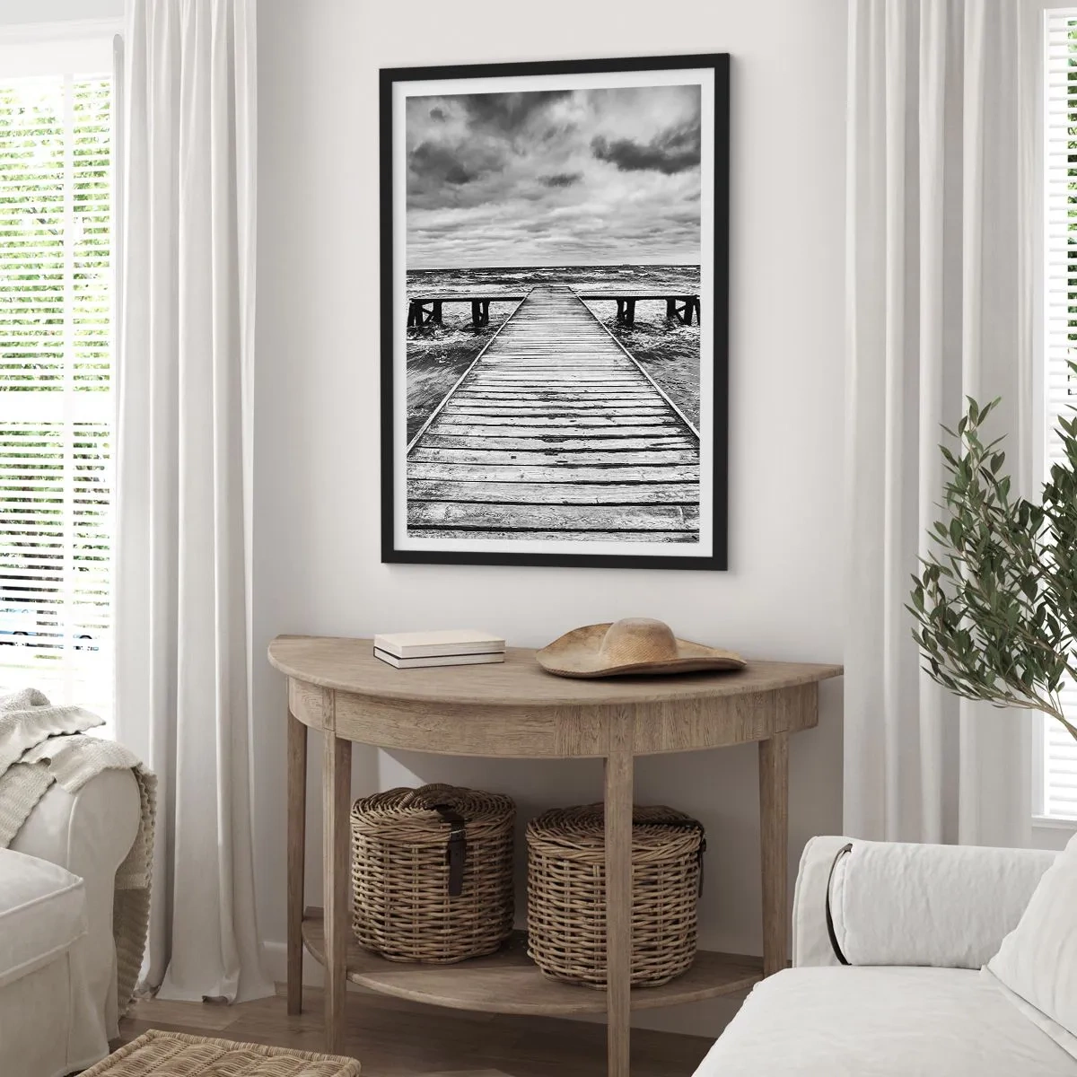 Affisch i svart ram - Jag väntar på vind som blåser bort... - 40x50 cm