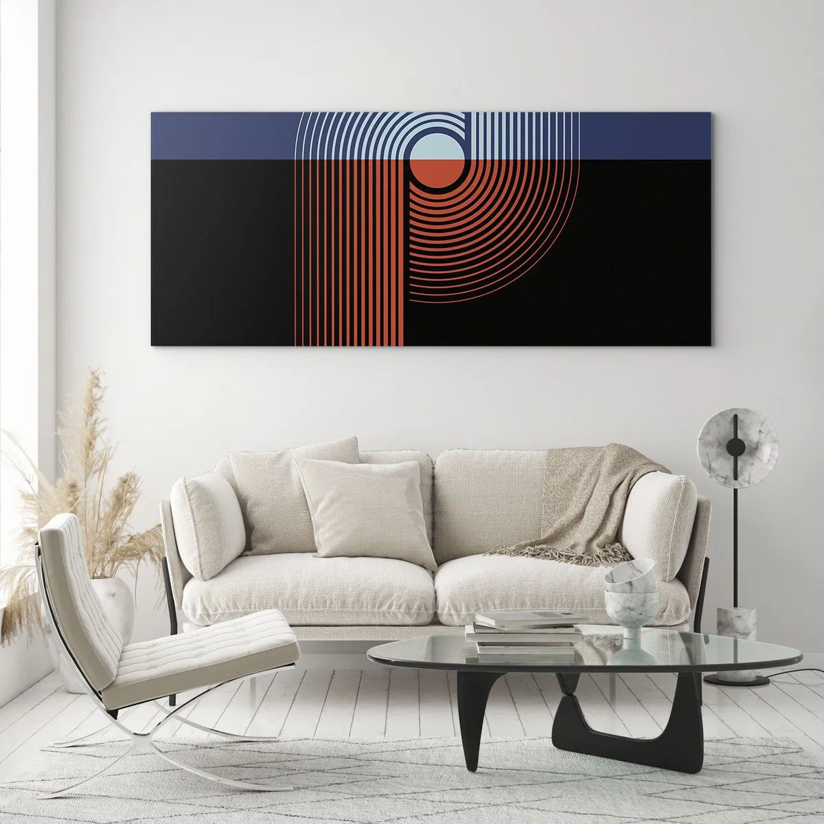 Glastavla - Bild på glas - I en geometrisk kläm - 100x40 cm