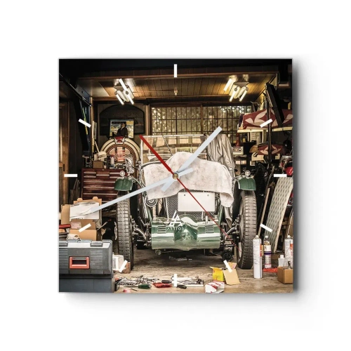 Väggklocka - Klocka på glas - Tillbaka till det förflutna - 30x30 cm