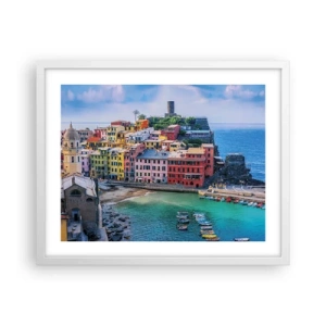 Affisch i vit ram - Magisk stad i Medelhavet - 50x40 cm