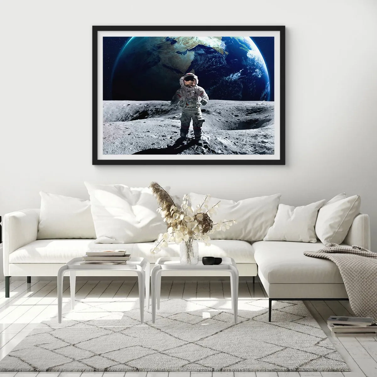 Affisch i svart ram - Hälsningar från månen - 100x70 cm