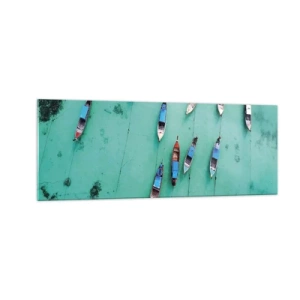 Glastavla - Bild på glas - Under en glad väntan - 140x50 cm