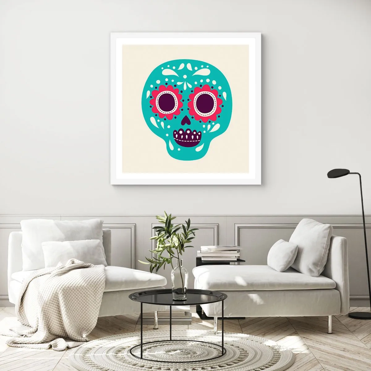 Affisch i vit ram - Livet - nöje till döden - 50x50 cm