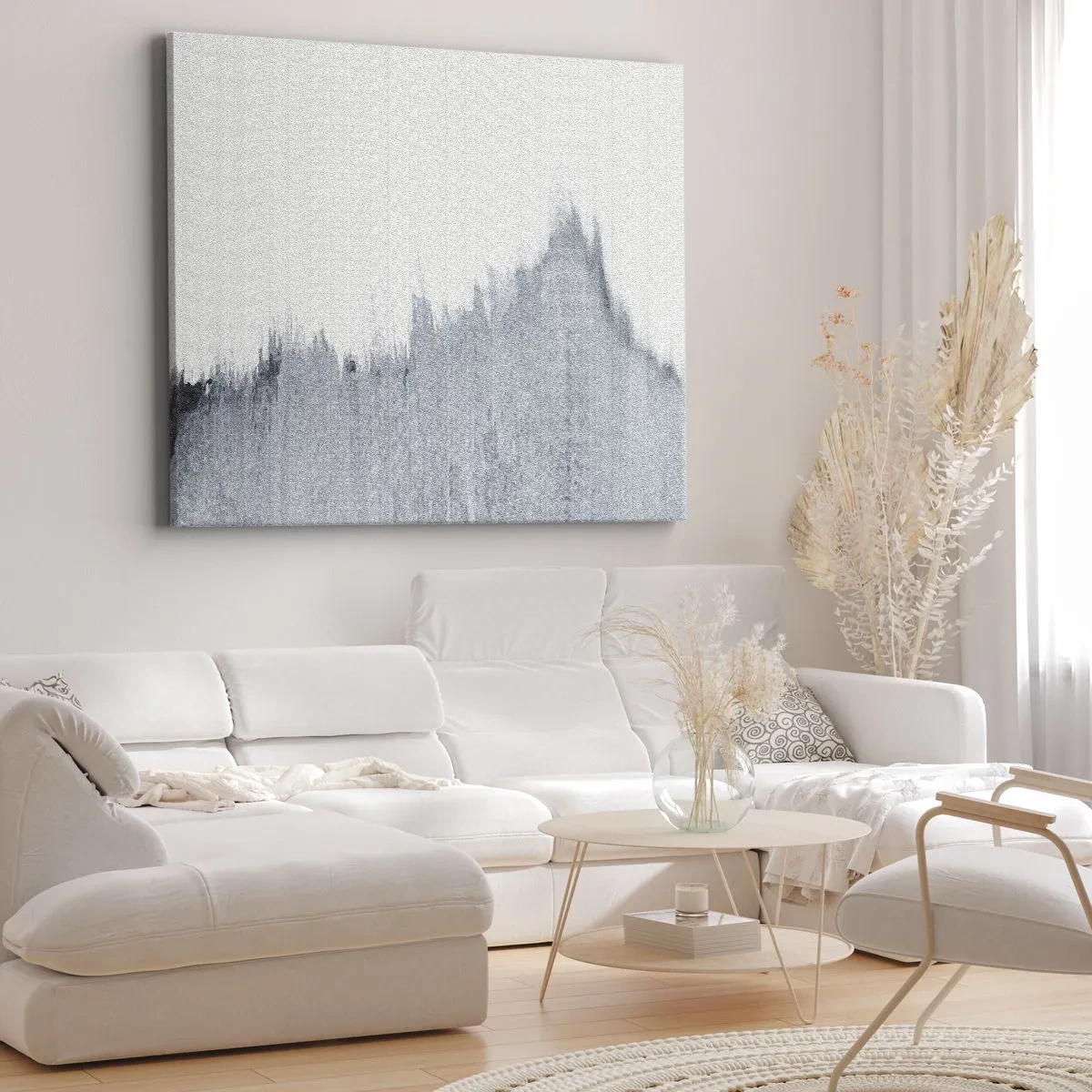 Canvastavla - Bild på duk - Abstrakt grå komposition i minimalistisk stil - 70x50cm - Mystisk skiva - Modern väggdekoration för vardagsrum och sovrum ARTTOR