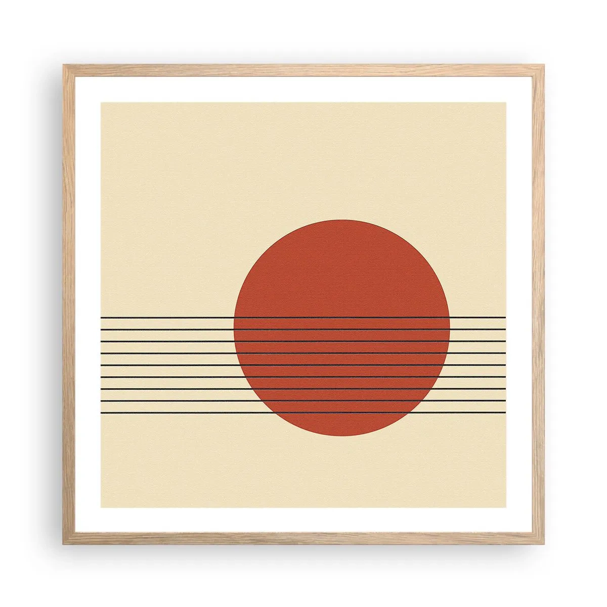 Affisch i ram av ljusek - Cirkel och linjer - 60x60 cm