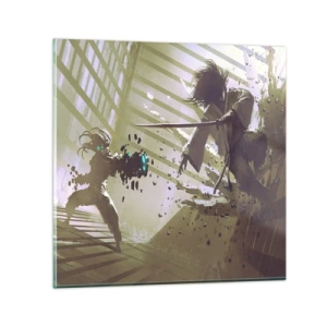 Glastavla - Bild på glas - Du kan också bli samuraj - 30x30 cm