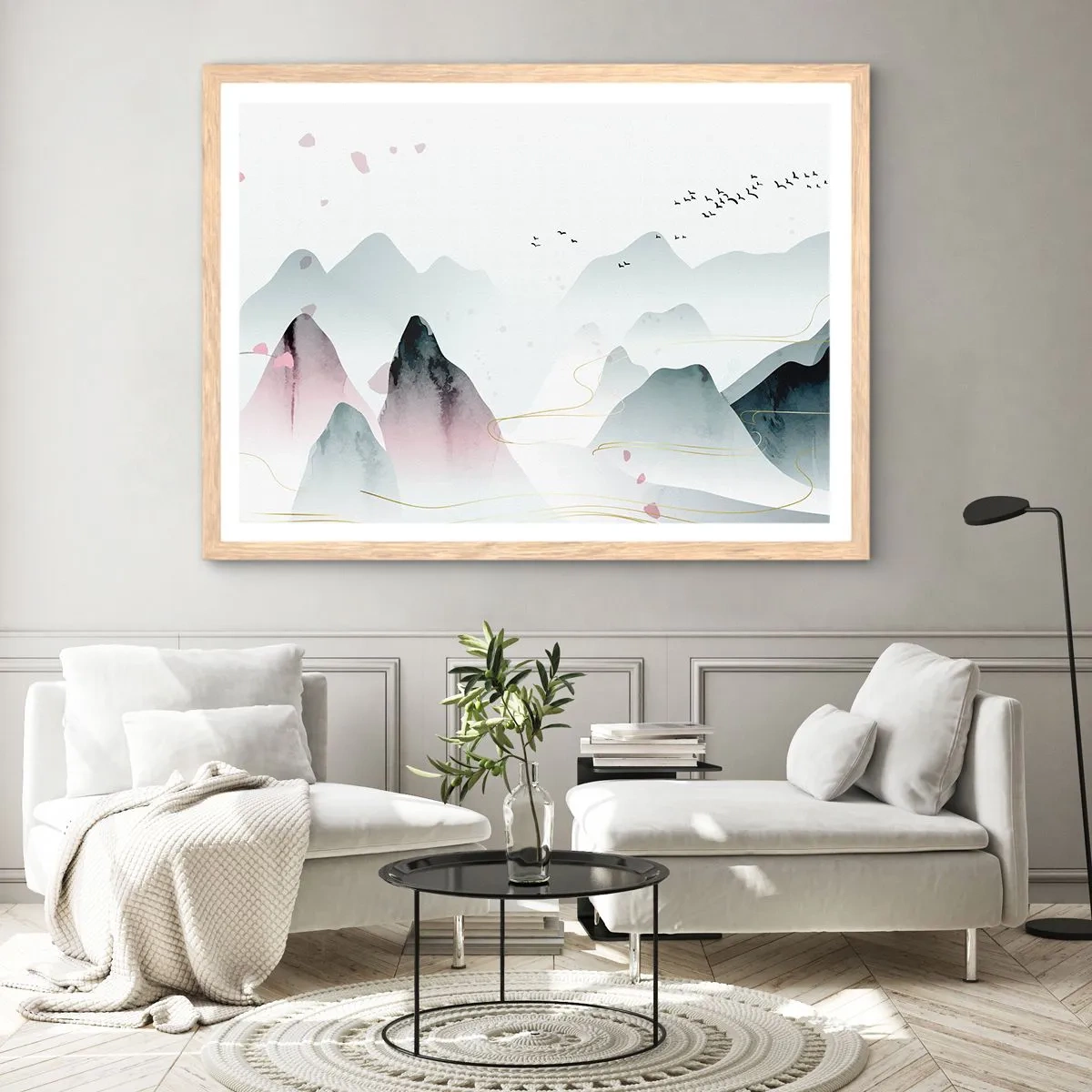 Affisch i ram av ljusek - Över topparna - 100x70 cm
