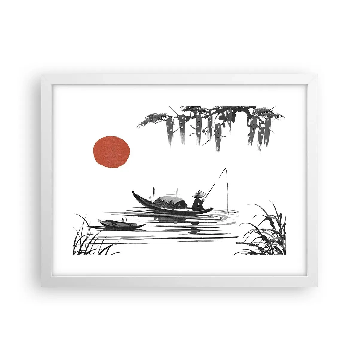 Affisch i vit ram - Asiatisk eftermiddag - 40x30 cm